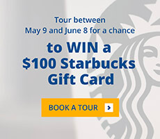 Tour between May 9 and June 8 for a chance to win a $100 Starbucks gift card.